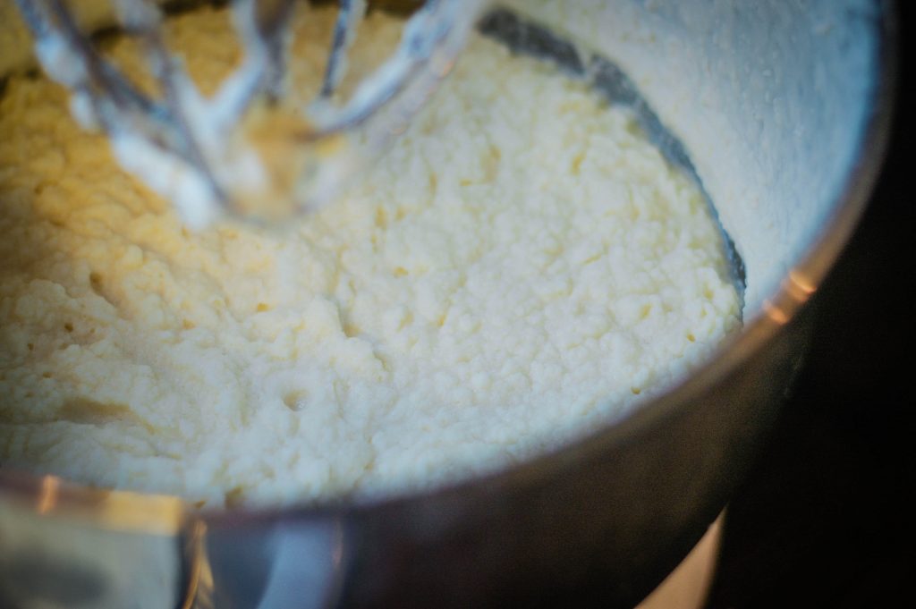 butter being whipped in a mixer
