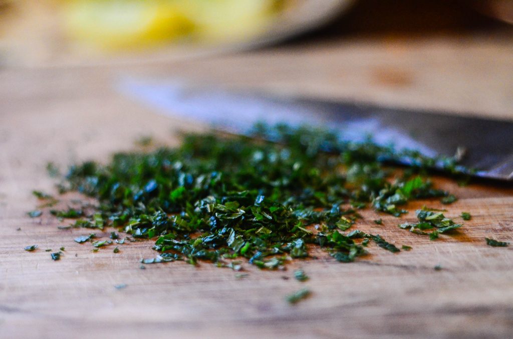 Minced mint leaves for Cucumber Salad with Mint | The Elliott Homestead