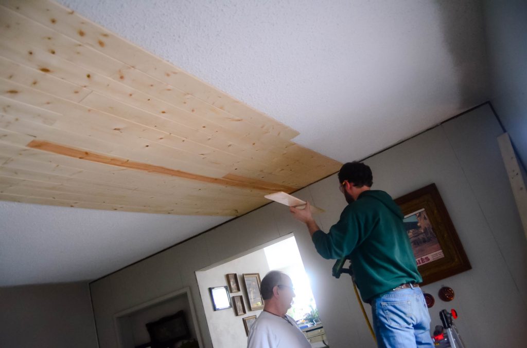 Covering Popcorn Ceilings With Planks, Installing Tongue And Groove Ceiling Over Popcorn