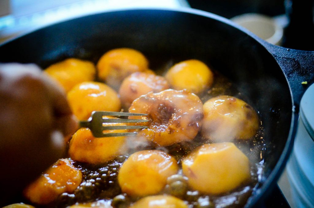 Caramelized Peaches with Mint & Almonds