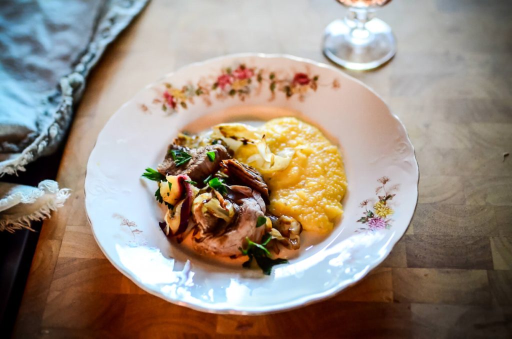 Ham, Cabbage, and Apple Fry with Buttery Polenta | The Elliott Homestead